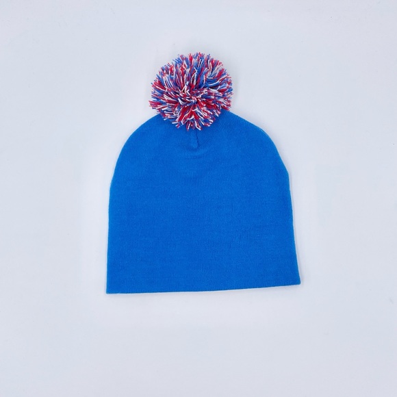 NEW Frosty The Snowman Graphic Blue Pom Beanie Stocking Cap Youth OS Christmas - Picture 3 of 4